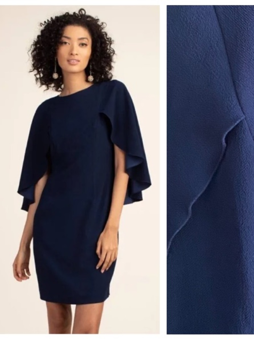 Trina Turk Navy Blue Wilderness Batwing Cape Dress 8